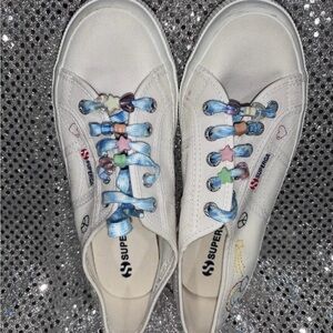 Superga White Sneakers with Colorful Accents